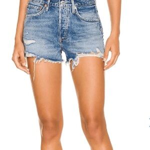 Agolde Parker cut off denim ripped shorts Size 28 clutch blue
